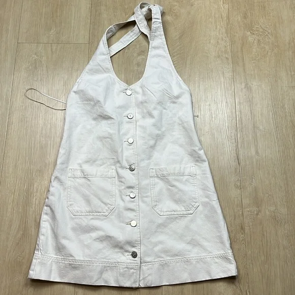 white halter neck mini dresses Linden White Halter Neck Keyhole Cut-Out Mini Dress, L / White main image 0